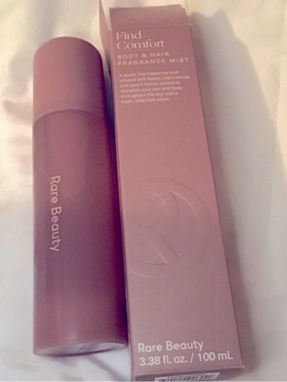 Rare Beauty Find Comfort Fragrance Mist — Nude Beige Packaging